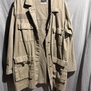 Urban Outfitters BDG Linen Blend Olive Green Military Style Jacket
